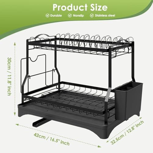 2-Tier Dish Drying Rack with Large Capacity for Kitchen Counter