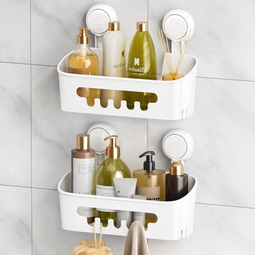 Leverloc Shower Caddy Suction Cup, Max 22lbs Holding Power, Bath Organizer, White