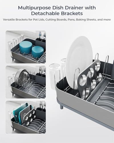 Expandable Dish Drying Rack for Kitchen Counter, Stainless Steel with Extendable Spout