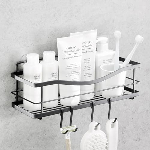 KINCMAX Premium Shower Caddy - Rustproof Stainless Steel Organizer with 4 Hooks