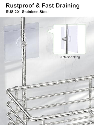 SMARTAKE Rustproof Shower Head Caddy, SUS201 Stainless Steel Over the Shower Organizer, Silver