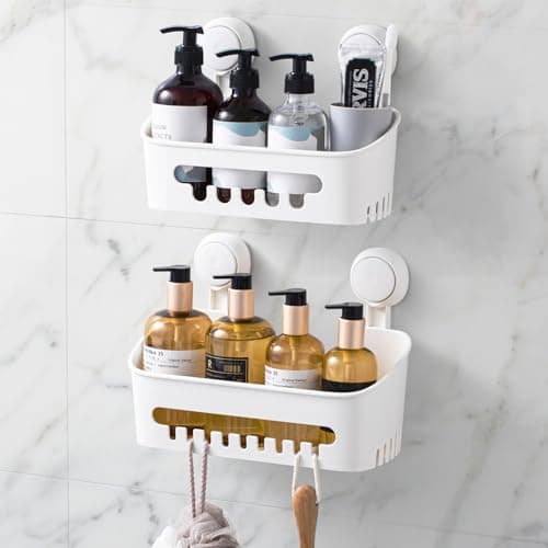 Leverloc Shower Caddy Suction Cup, Max 22lbs Holding Power, Bath Organizer, White