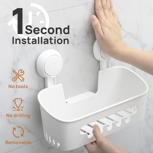 Leverloc Shower Caddy Suction Cup, Max 22lbs Holding Power, Bath Organizer, White