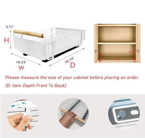 Heavy Duty Pull Out Cabinet Organizer with Nano Film for Kitchen and Pantry Storage.