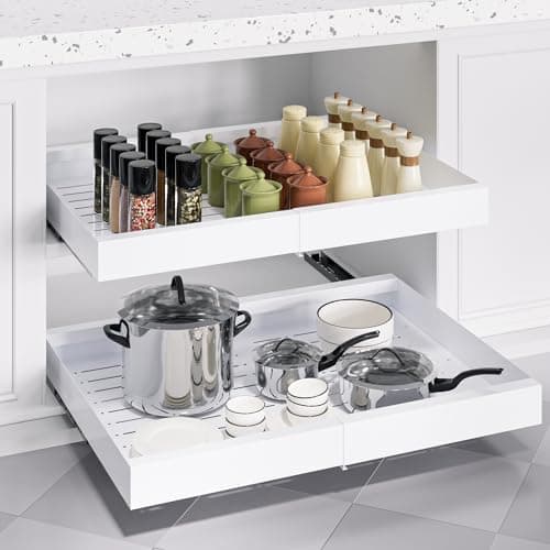 Expandable Pull Out Cabinet Organizer for Pots, Pans, and Kitchen Storage - Black