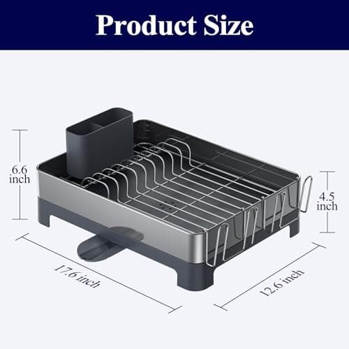 Space-Saving Stainless Steel Dish Drying Rack for Kitchen Counter