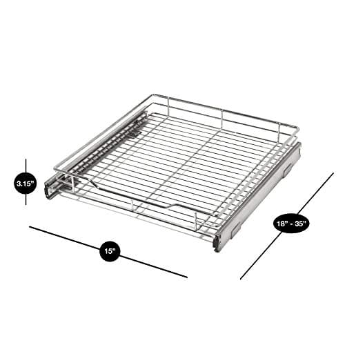 Smart Design Pull Out Cabinet Shelf - Medium - Chrome
