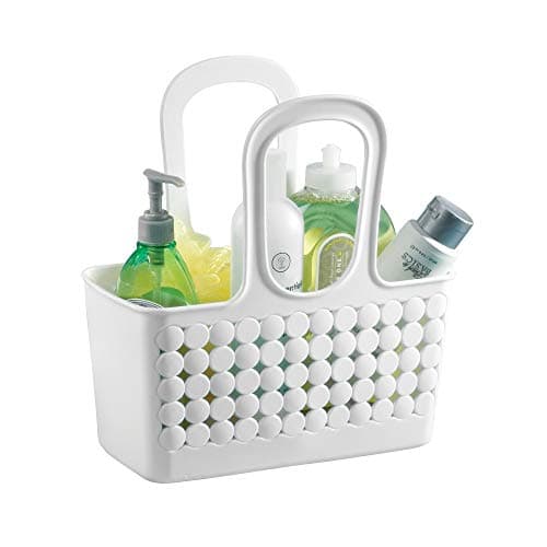 IDesign Black Divided Shower Caddy Tote for Dorm Room and Communal Bathrooms