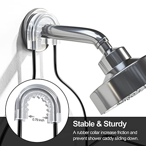 SRIWATANA Black Hanging Shower Caddy with Hooks for Razors