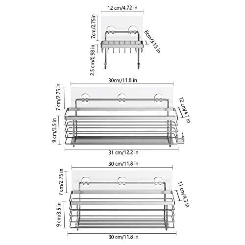 ODesign 3 Pack Rustproof SUS304 Stainless Steel Shower Caddy