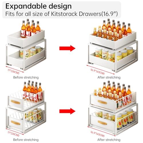 2 Tier Drawer Rack for 16.9 Deep Cabinet Organizer Rack