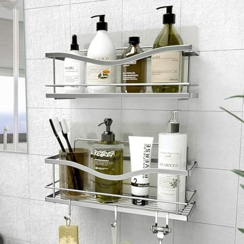 KINCMAX Premium Rustproof Stainless Steel Shower Caddy, Matte Black