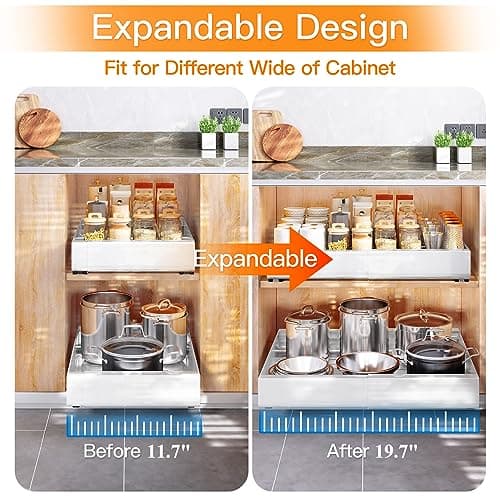 1PC Expandable Pull-Out Cabinet Organizer Bundle, 21 Deep