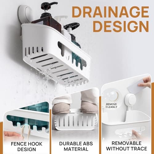 Leverloc Shower Caddy Suction Cup, Max 22lbs Holding Power, Bath Organizer, White