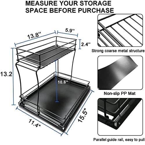 Under Sink Pull Out Cabinet Organizer with Sliding Wire Drawer