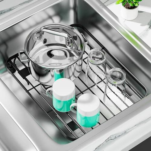 Expandable Dish Drying Rack for Kitchen Sink (Black)