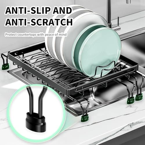 Expandable Dish Drying Rack for Kitchen Sink (Black)