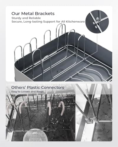 Expandable Dish Drying Rack for Kitchen Counter, Stainless Steel with Extendable Spout