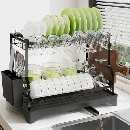 2-Tier Dish Drying Rack with Large Capacity for Kitchen Counter