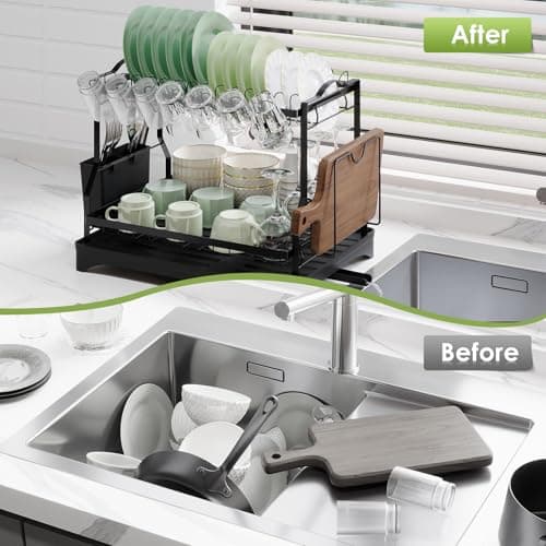 2-Tier Dish Drying Rack with Large Capacity for Kitchen Counter