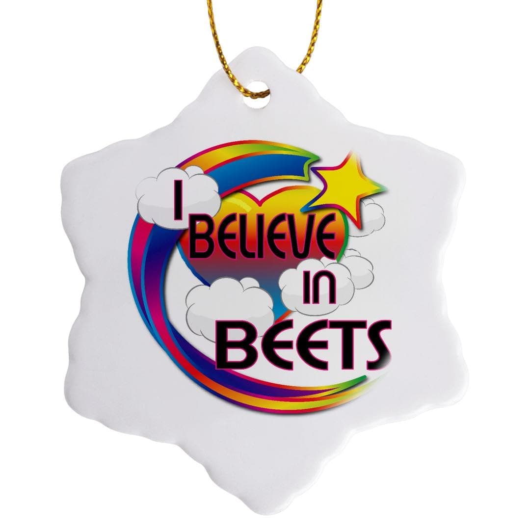 3dRose Cute I Believe in Beets Ornament (orn-166270-1)