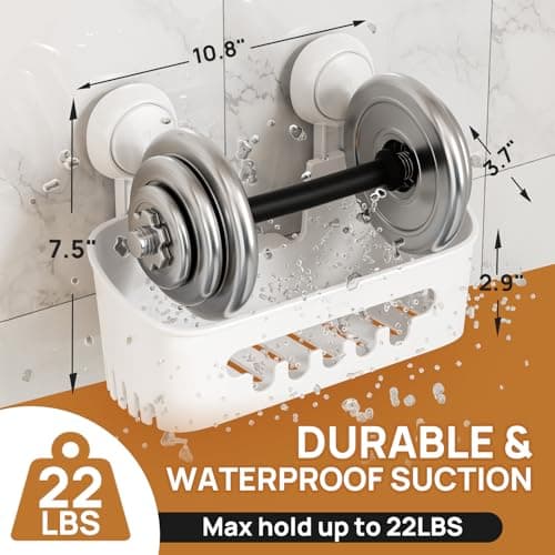 Leverloc Shower Caddy Suction Cup, Max 22lbs Holding Power, Bath Organizer, White