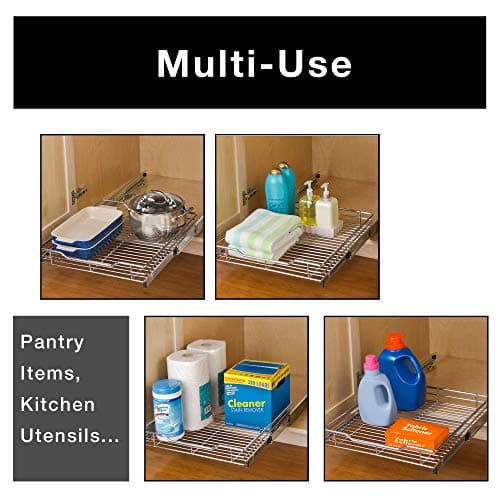 Smart Design Pull Out Cabinet Shelf - Medium - Chrome