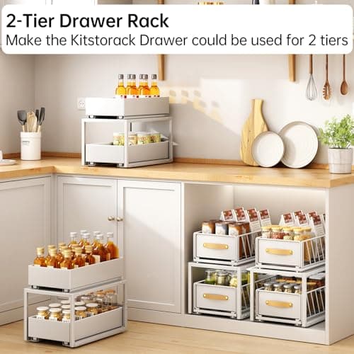 2 Tier Drawer Rack for 16.9 Deep Cabinet Organizer Rack