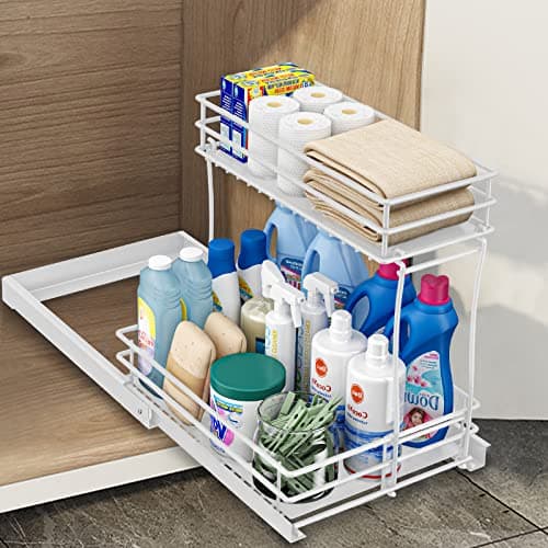 Under Sink Pull Out Cabinet Organizer with Sliding Wire Drawer