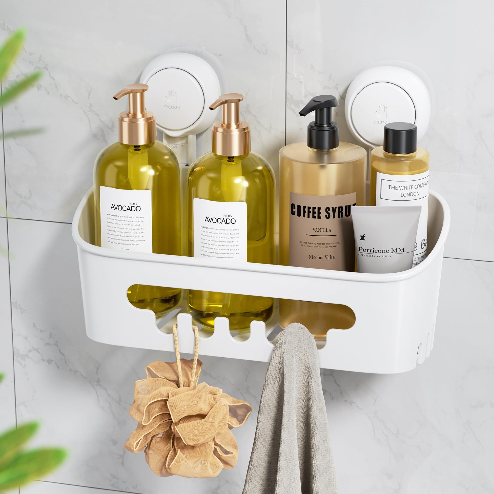 Leverloc Shower Caddy Suction Cup, Max 22lbs Holding Power, Bath Organizer, White