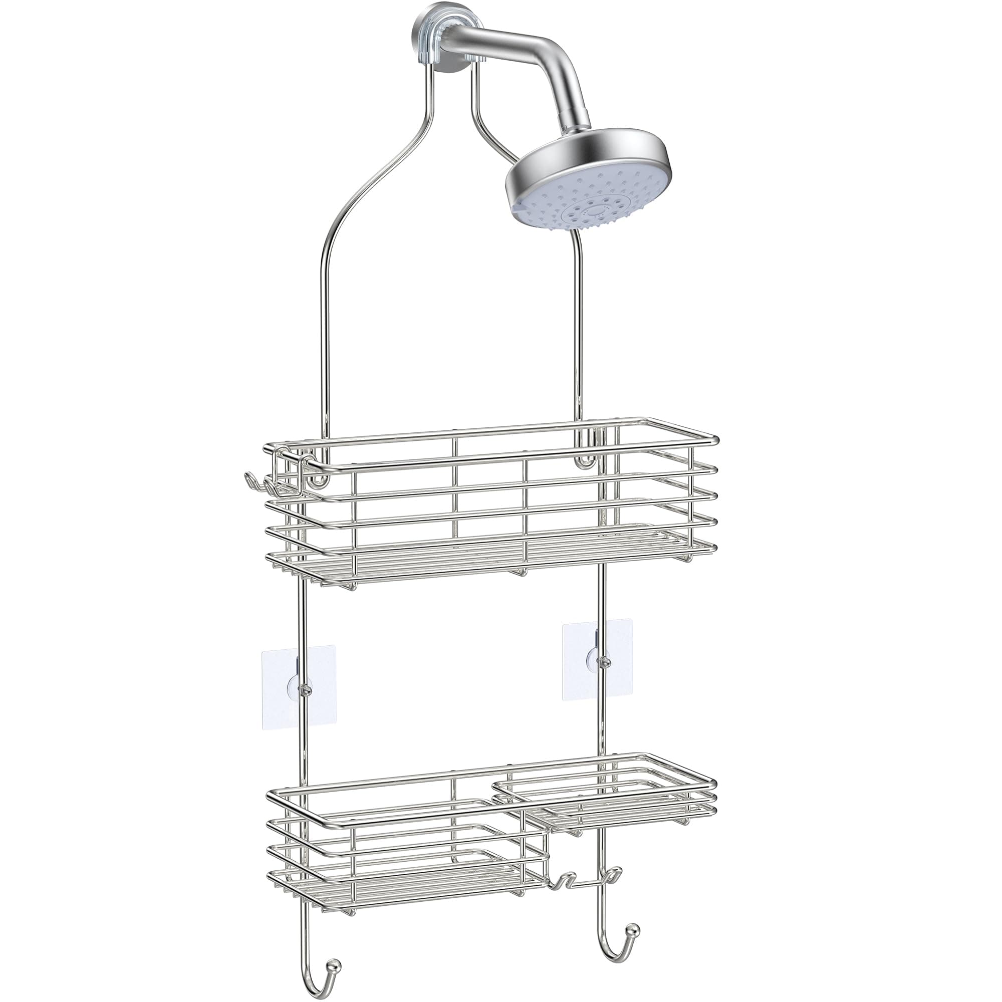 SMARTAKE Rustproof Shower Head Caddy, SUS201 Stainless Steel Over the Shower Organizer, Silver