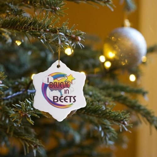 3dRose Cute I Believe in Beets Ornament (orn-166270-1)