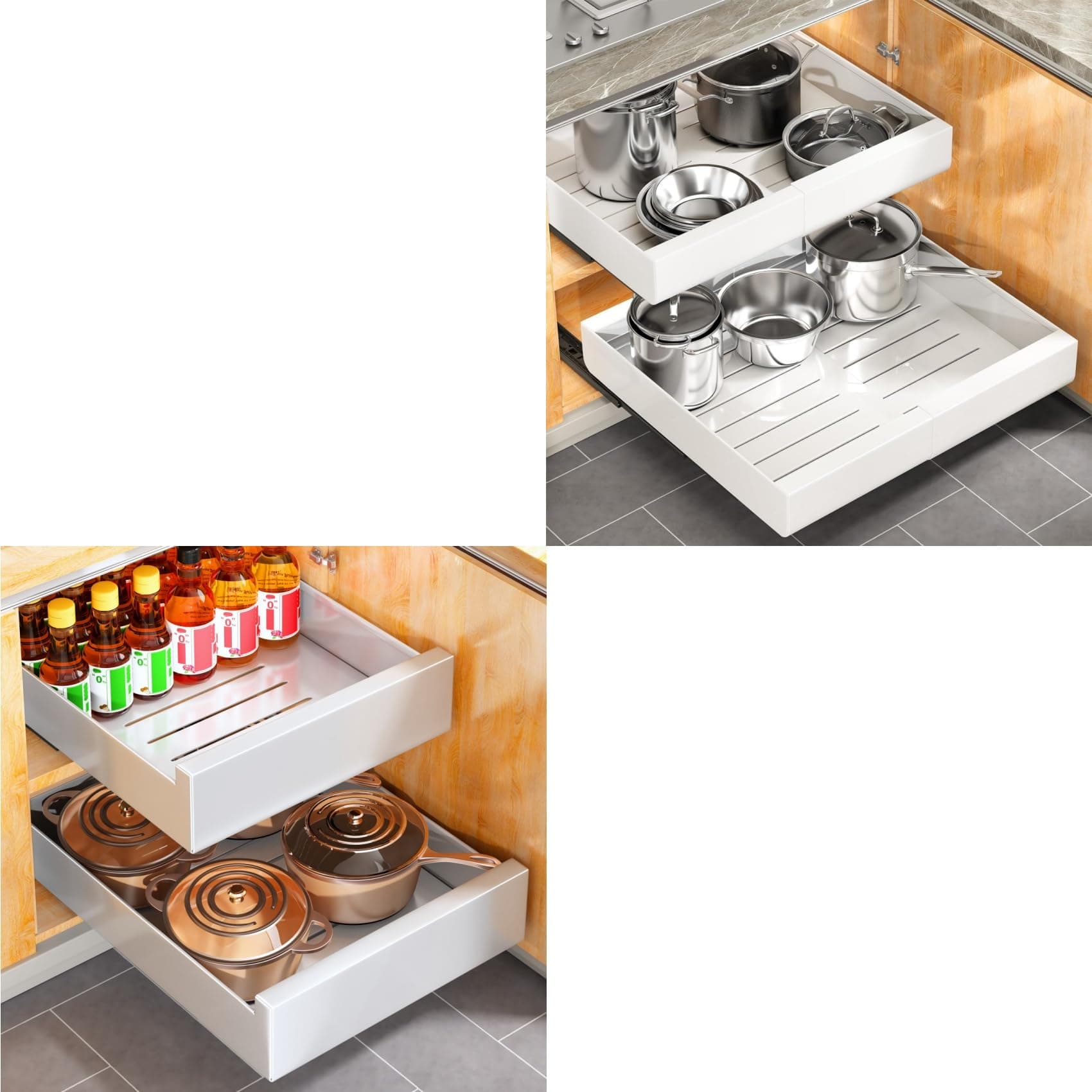 1PC Expandable Pull-Out Cabinet Organizer Bundle, 21 Deep