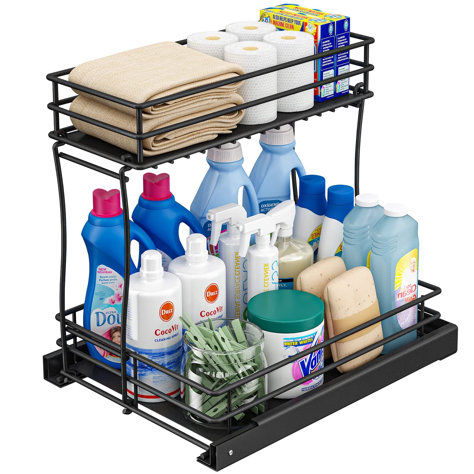 Under Sink Pull Out Cabinet Organizer with Sliding Wire Drawer